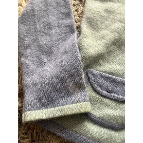 Lauren Hansen 100% Cashmere Cardigan Sz S Colorblock Blue - Picture 4 of 5